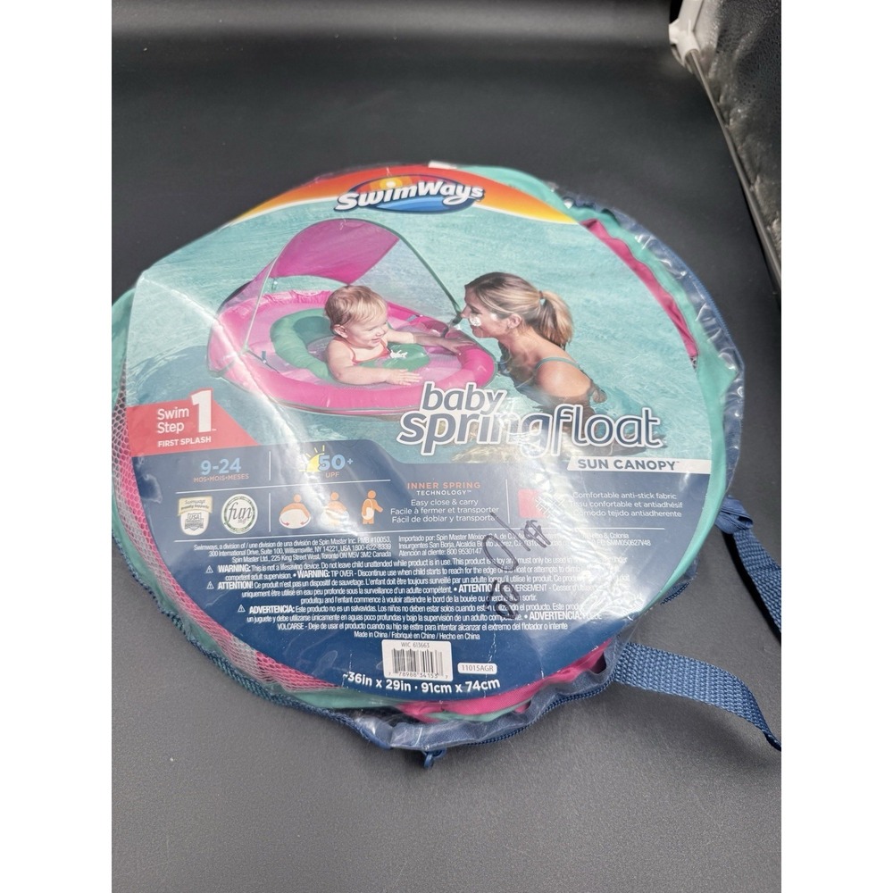 SwimWays Baby Spring Float Sun Canopy Purple, Swimways Step 1: 9-24 Mo 36"x29"